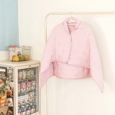 더자리 크리미워싱 웨어러블 자수 다운필 패딩 담요