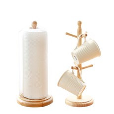 MONOMENT 木質廚房紙巾架+馬克杯架套組, 混色, 1套