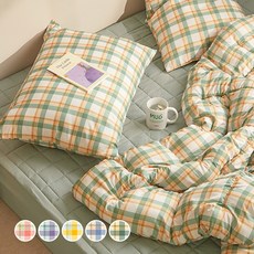 Arpeggio Basic 雙色格紋印花絎縫薄被, 綠色