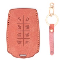 CHAMOA 皮革智能鑰匙殼 The All New Genesis G80 GV80, MH135, 嬰兒粉+玫瑰金緞面