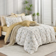 Betrise 貝翠絲 升級德國銀離子防蹣抗菌100%精梳棉四件式兩用被床包組(加大)-雨澄果香