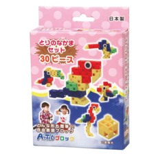 ArTeC 日本彩色積木鳥的朋友 Set 30入, 基礎入門系列, 五種變換造型 鸚鵡 + 雞尾頭鸚鵡 + 火烈鳥 + 大嘴鳥 + 翠鳥, 1盒