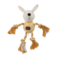 Charming Pet EABU 寵物玩具 黃兔子 耐咬繩結 潔牙玩具 陪伴玩偶, 1個, 35 x 20 x 9cm