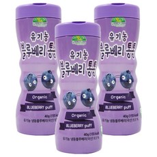 OrganicStory 유아용 유기농 블루베리통통 과자, 블루베리, 40g, 3개