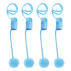 寵物夢工廠 彈簧吊掛鞦韆毛球 長180cm, 藍色, 4個