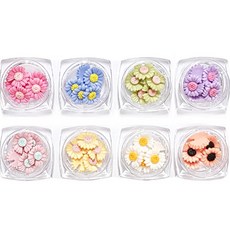 雛菊造型美甲裝飾零件組 KN-P1028 8款, 混色, 1組