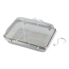 yoshikawa 吉川不銹鋼晾乾籃 日本製 廚房瀝水籃 不鏽鋼材質 附掛勾設計 方便收納, 1入, 長方形, 29.3 x 22.6 x 9.5cm