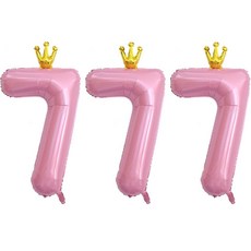 joyparty 數字 7 鋁箔皇冠氣球, 3個, 粉紅色