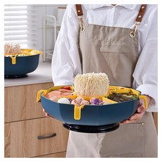 德利生活 大容量360度旋轉火鍋生菜分格瀝水籃 單層, 33.5 x 10.2cm, 1個, 混色