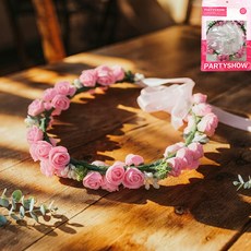 파티쇼 브라이덜샤워 파티 웨딩 꽃 화관, 핑크, 1개