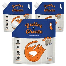 버터앤치즈 응고형 벤토나이트 고양이 모래, 6kg, 3개, 무향