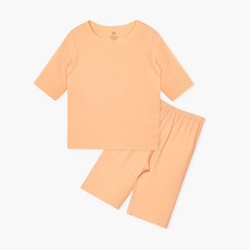 Uni FRIend 童款素色無痕領7分袖上衣長褲組