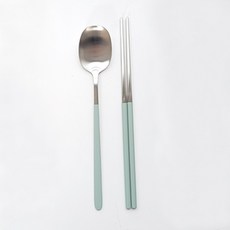 Willive 304不鏽鋼粉彩色系餐具組, 1組, 湯匙+筷子, 綠色