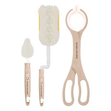 Nature Love Mere 過濾泡沫嬰兒奶瓶刷 + 奶嘴刷 + 奶瓶夾套裝, 棕色, 1組