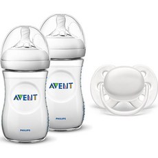 PHILIPS AVENT 新安怡 飛利浦韓國新安怡 PP 奶瓶 260ml x 2p + 超柔軟安撫奶嘴 + 消毒盒, 奶嘴(白色), 0~6個月