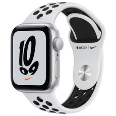 Apple 애플워치 SE 나이키, 실버 알루미늄 케이스, 퓨어플래티넘 +블랙 스포츠 밴드, 44mm, GPS