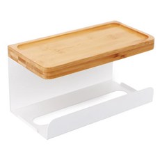 壁掛衛生紙架 楠竹木架 順暢抽紙 防水防潮 承重力強, 優雅白, 1個