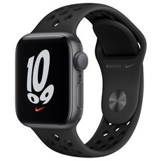 Apple 애플워치 SE 나이키, 스페이스그레이 알루미늄 케이스, 안트라사이트 +블랙 스포츠 밴드, 44mm, GPS