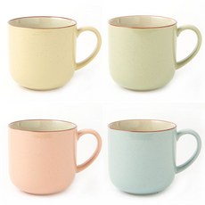 Briti 馬克杯 440ml 4件組, 橄欖綠, 天空藍, 珊瑚粉, 米黃色, 1套