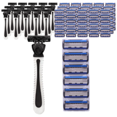 페이스바디 일회용 6중날 면도기 + 여분날 6p 세트 화이트 + 블랙, 16세트