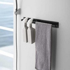 Tcust 鐵製冰箱磁吸層架 抹布塑膠袋廚房紙巾架, 黑色