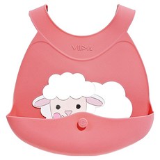 VIIDA Joy 便攜式矽膠圍兜 防水防油好清洗, 桃紅色 茉莉羊, 1件, 1個