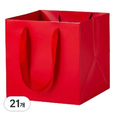 Maket Gamseong 彩色寬版正方形購物袋 小, 21個, 紅色