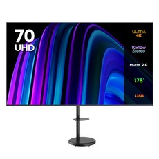 이노스 4K UHD 제로 베젤 TV + 대형 삼탠바이미 티비 스탠드 삼텐바이미 TV 거치대 FS-30 블랙 세트, 177cm(70인치), E7000UHD, 방문설치
