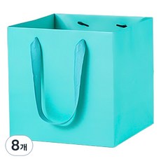 마켓감성 컬러 와이드 정사각 쇼핑백 대, 민트, 8개