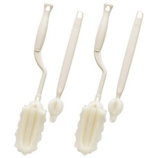 BABY&I 奶瓶清潔刷 2入+奶嘴刷 2入, 1組, 奶油白