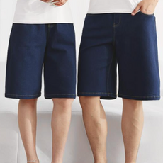 TURNKEY 男女通用 大尺碼 鬆緊帶 寬版 丹寧 彈性 短褲 SP-555