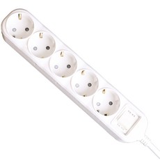 歐式1開5插延長線, 2.5m, 單色, 1入