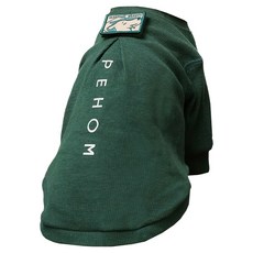 PEHOM 華夫格刺繡t恤 綠色 L 寵物舒適圓領T恤 時尚耐穿, 1件