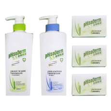 pHisoDerm 菲蘇德美 三件禮盒M組 (沐浴乳500ml + 洗髮精500ml + 燕麥潔膚皂80g) 溫和清潔保濕, 1組