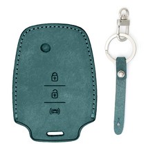 CHAMOA 皮革智慧鑰匙殼 Tivoli 全車系 G4 Rexton, 海洋藍+鎳緞面, MW101