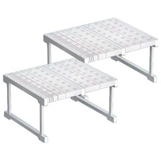 德利生活 可伸縮櫥櫃/分層整理收納置物架 37~48cm, 白色, 2個