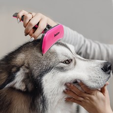 Babion 按鍵式寵物除毛刷 097R L號, 粉色的, 1個