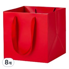 마켓감성 컬러 와이드 정사각 쇼핑백 대, 레드, 8개