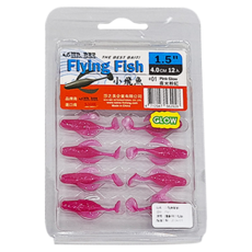 MR.BEE 蜜蜂先生 小飛魚軟蟲 魚餌 Set, 1.5吋 4.0cm 12入, #01 夜光粉紅, 15g, 1包