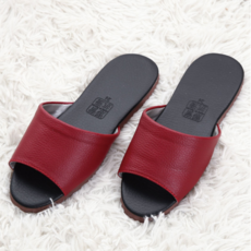 TAY SONG 太松 優雅室內皮拖鞋 靜音EVA鞋底 皮質鞋面 台灣製造 防滑 無塑化劑, 26cm, 紅色, 1雙