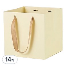 마켓감성 컬러 와이드 정사각 쇼핑백 중, 베이지, 14개