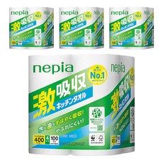 nepia 王子 激吸收廚房紙巾 每卷400抽, 4捲, 4袋