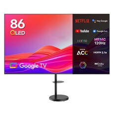 이노스 4K UHD QLED 구글 스마트 TV + 대형 삼탠바이미 티비 스탠드 삼텐바이미 TV 거치대 FS-30 블랙 세트, 218cm(86인치), G86QLED, 방문설치