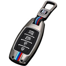 크로니클 풀메탈 현대 그랜저 Z라인 스마트 키케이스 + 키링 세트, 그레이, 1개, 현대 4버튼타입