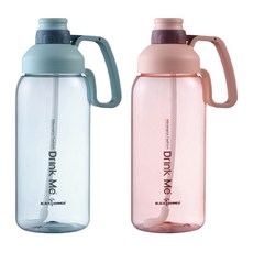 BLACK HAMMER 台灣公司貨 Tritan 超大容量運動 附海綿杯刷, 粉藍色 + 粉紅色, 2L, 2個