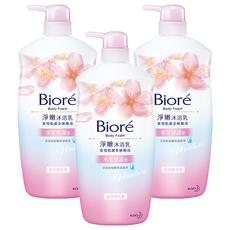 Biore 蜜妮 台灣公司貨 淨嫩沐浴乳 浪漫櫻花香 水采保濕型, 1kg, 3瓶