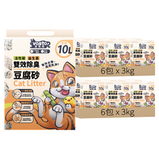 vosto 1+1雙效除臭豆腐砂, 12包, 天然味, 3kg