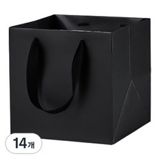 마켓감성 컬러 와이드 정사각 쇼핑백 중, 블랙, 14개