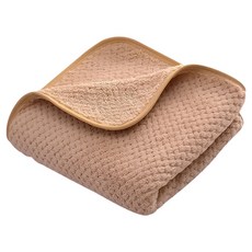 C549菠蘿格珊瑚絨浴巾, 卡其棕色, 1入