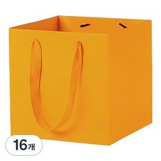 마켓감성 컬러 와이드 정사각 쇼핑백 대, 오렌지, 16개